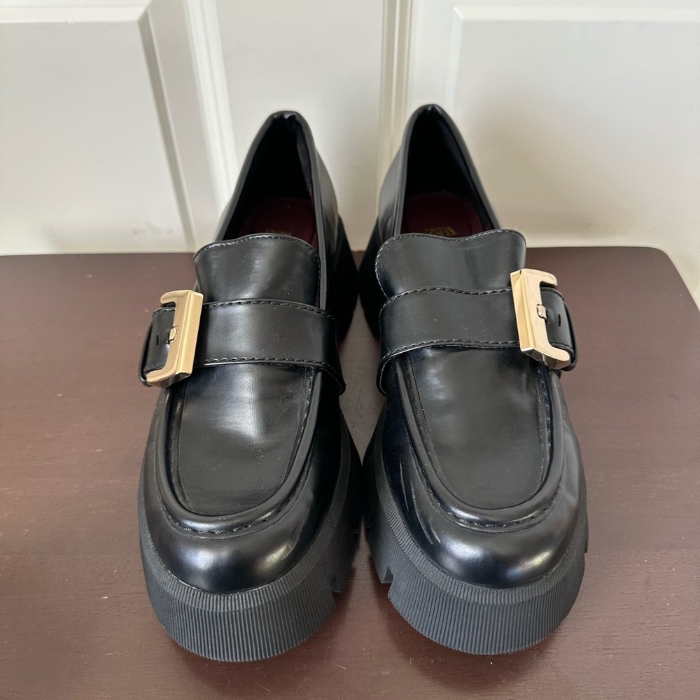 Zara Chunky Black Penny Loafers Size 8.5 (39) - Picture 4 of 7